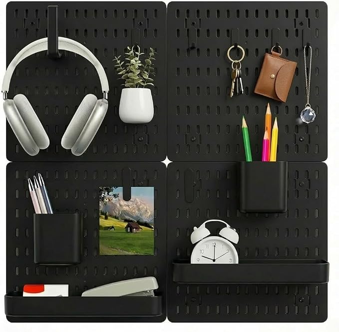 Black Pegboard Combination Kit, Wall Organizer Pegboard, Modular Hanging by Unknown