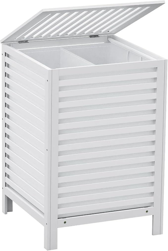Bamboo Laundry Hamper with Lid, 120L Large Double Laundry Basket with Removable by Thalomely