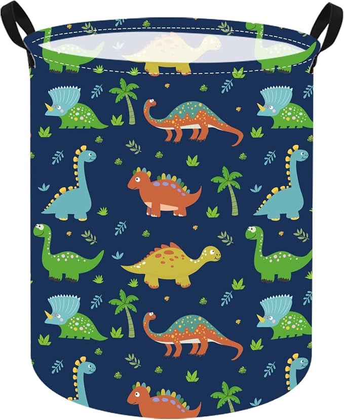 KUNRO Round Dinosaur Laundry Gift Basket Storage Hamper, Clothes Storage by KUNRO
