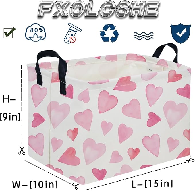 Rectangular Pink Valentine's Day Gift Basket, nursery basket, kids toy storage - Image 7