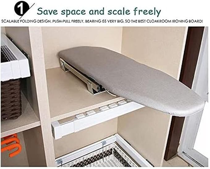 Ironing Board Retractable Pull Out Ironing Board Closet Sliding Out Swivel Iron - Image 3