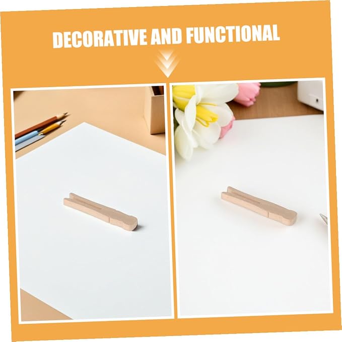 BESPORTBLE Wooden Clothespins Laundry Organizing Clips 50pcs Flat Mini Wood Pegs - Image 9
