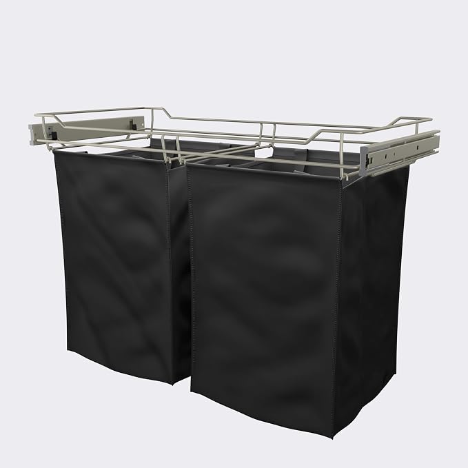 Classic 30" Full Extension Pullout Laundry Hamper in Satin Metal by CustomClosets