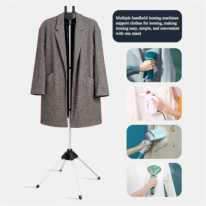 Handheld Clothes Steamer Holder Telescopic Folding Standing Fabric Ironing - Image 4