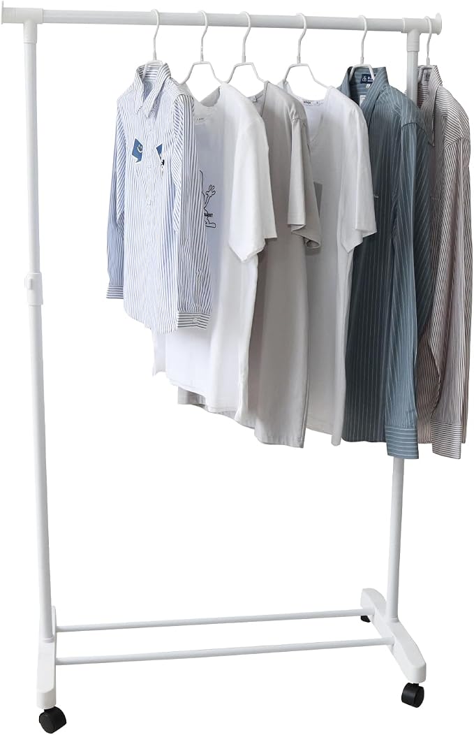 Clothing Drying Rack with Wheels, Standard Rod Simple Rolling Metal Laundry by YUBELLES