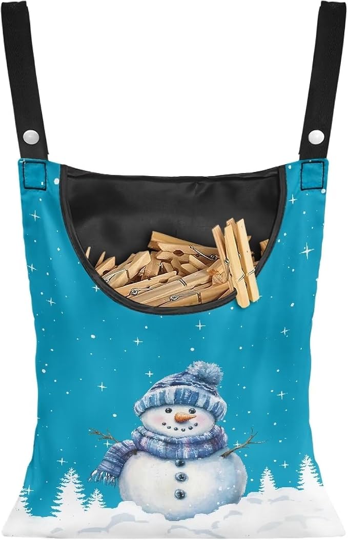 Snowman Clothespin Bag With Hanging Hook and Stretch by Bivxisrvo