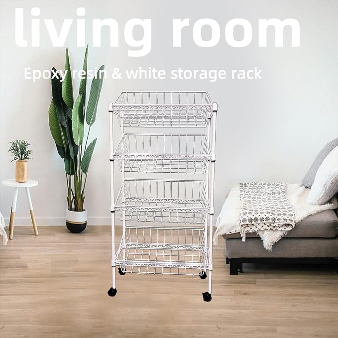 NSF white 4-layer storage rack, kitchen basket rack, vegetable tableware sorting - Image 6