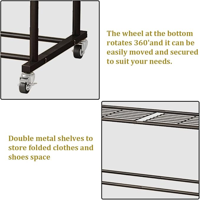 SUOERNUO Clothes Rack with Wheels Garment Rack - Image 6