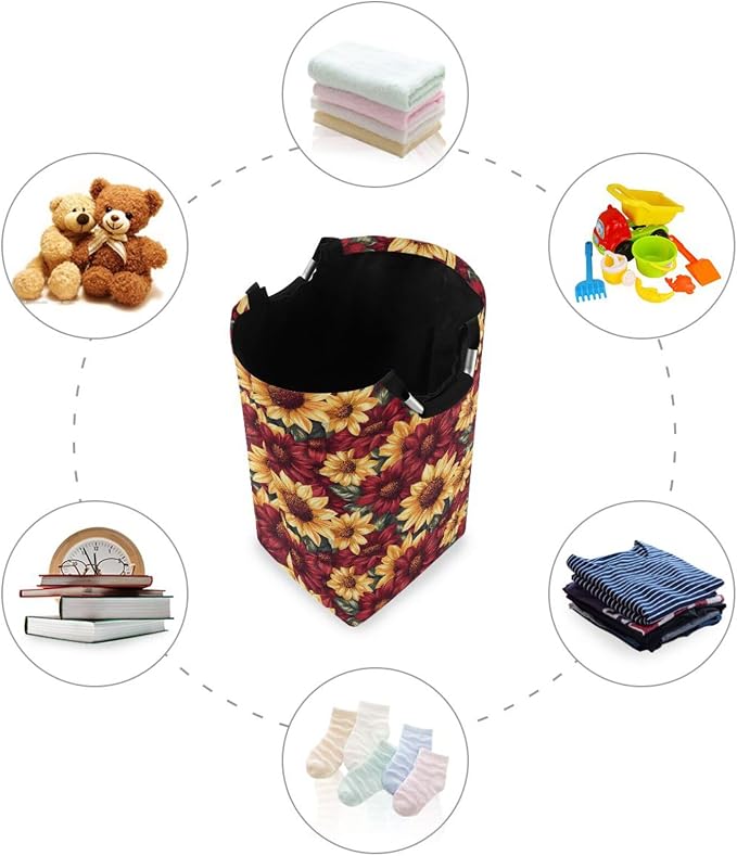 Flower Colorful laundry baskets, Foldable and waterproof storage bins - Image 4