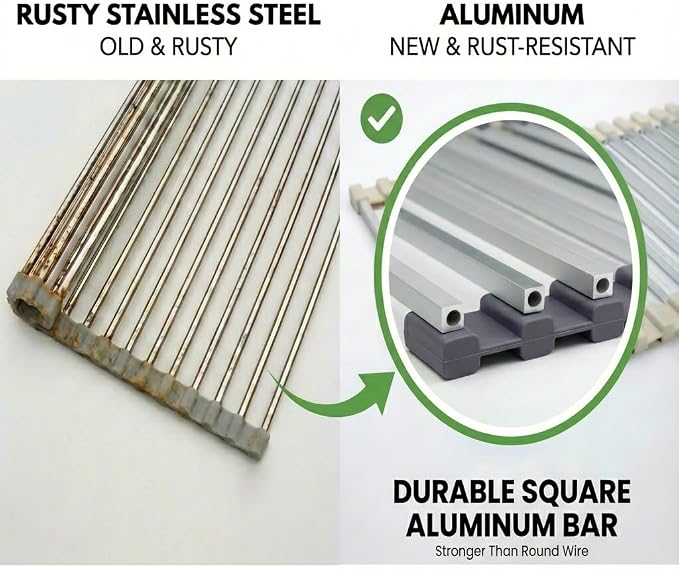 Aluminum Roll Up Dish Drying Rack Over Sink - Image 4