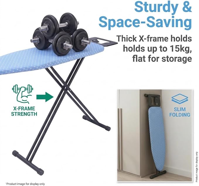 Compact Ironing Board 36" x 12", Adjustable Height Foldable Iron Board - Image 3