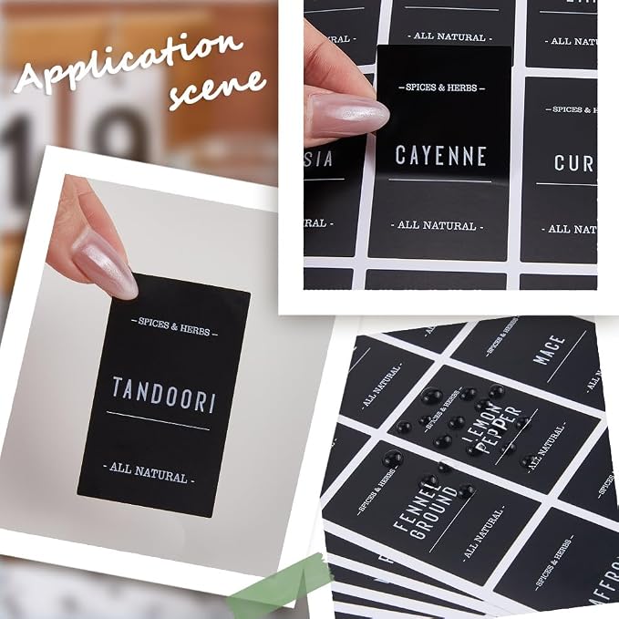 360Pcs Rectangle Spice Labels Stickers Black Spice Bottle Stickers Preprinted - Image 4