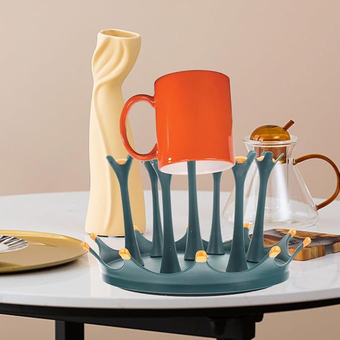 Luxshiny Rotating Cup Drying Rack Waterproof Kitchen Accessory Stable Base - Image 9