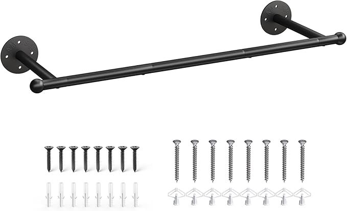 OROPY Industrial Pipe Clothing Rack, Wall Mounted Clothes Rack, Closet Rods - Image 9