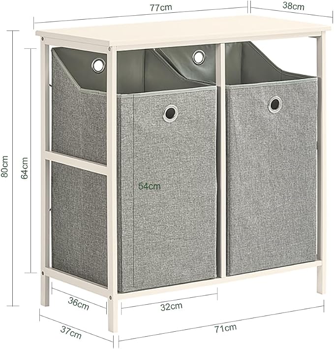 Haotian Laundry Hamper with Shelf, Laundry Basket, Laundry Sorter with 2 - Image 4