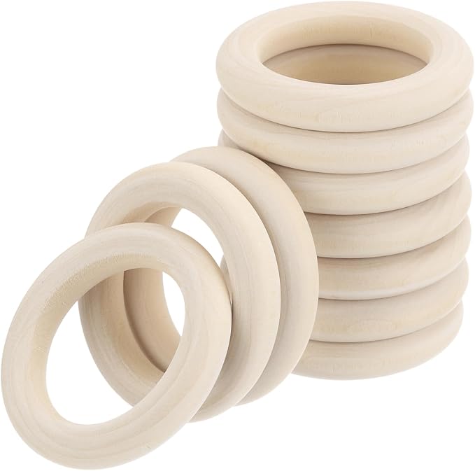 MECCANIXITY 20pcs 2.2" Unfinished Wooden Rings Smooth Natural Wood Macrame Rings by MECCANIXITY