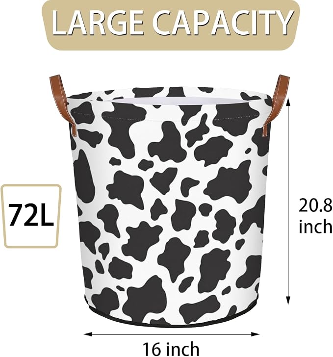 Cow Print Laundry Hamper Waterproof Collapsible Basket - Image 2