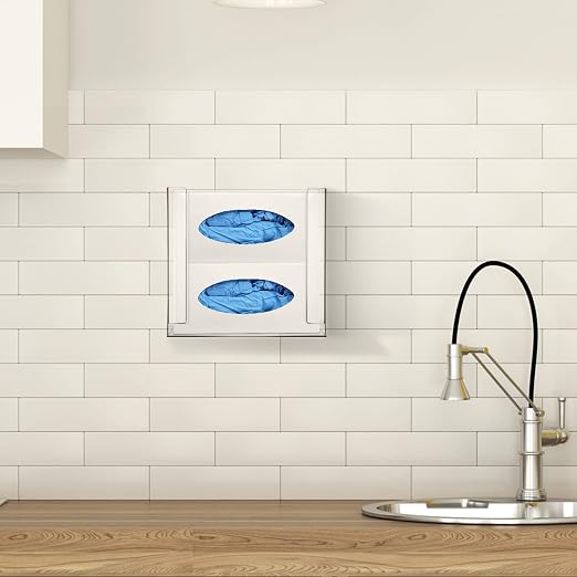 Weysat Wall Mounted Acrylic Glove Box Holder Double Dispenser Floating Glove - Image 7