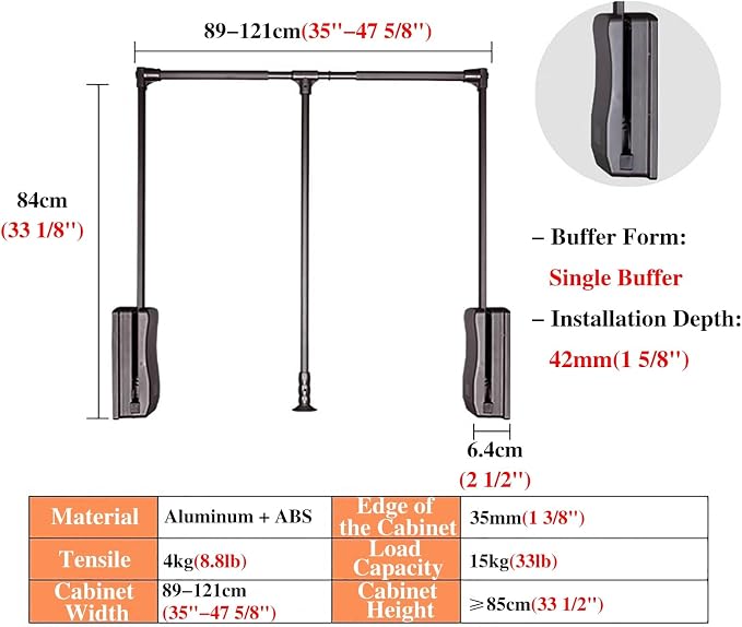 Pull Down Closet Rod for Hanging Clothes, Wardrobe Bracket Metal Pole Holders - Image 7