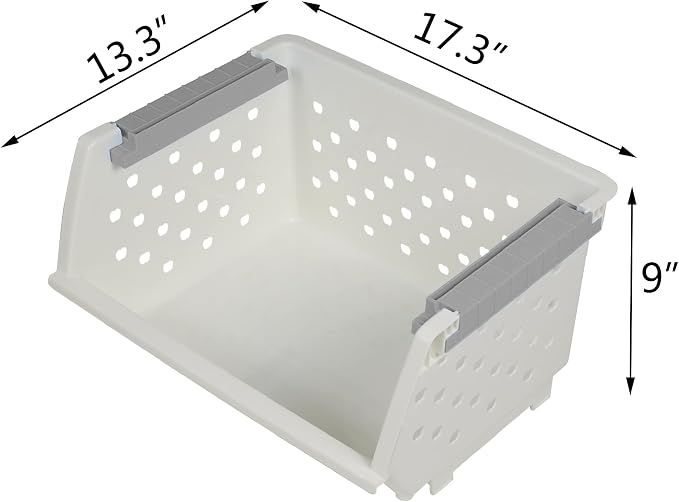 3-Pack Plastic Stackable Storage Basket - Image 3