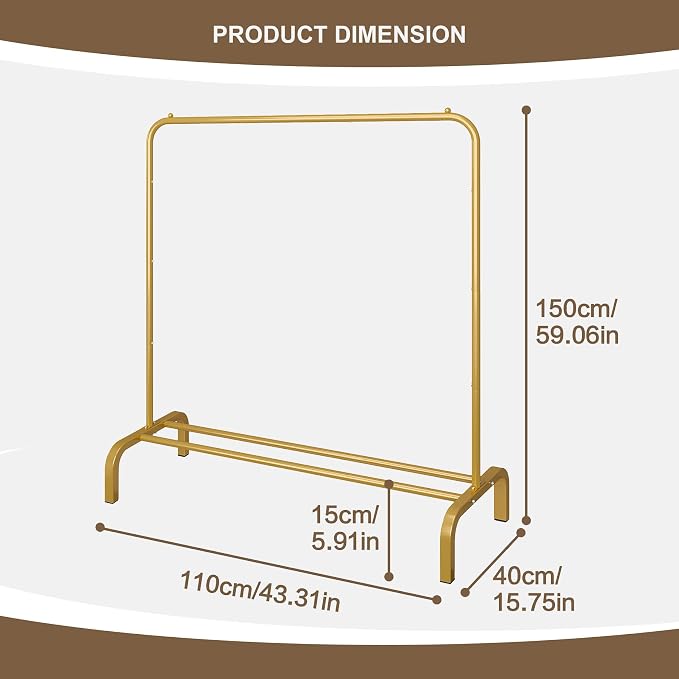 JIUYOTREE Metal 43.3 Inches Garment Rack - Image 3