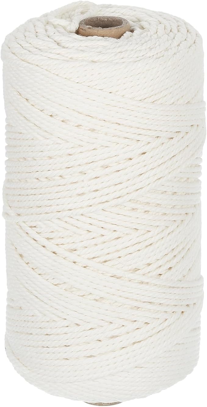 HARFINGTON Natural Macrame Cord 2mm x 220 Yards 3 Strand Twisted Cotton Macrame by HARFINGTON
