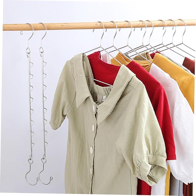 2Pcs Stainless Steel Clothes Hangers Multi Port Storage Rack - Image 6