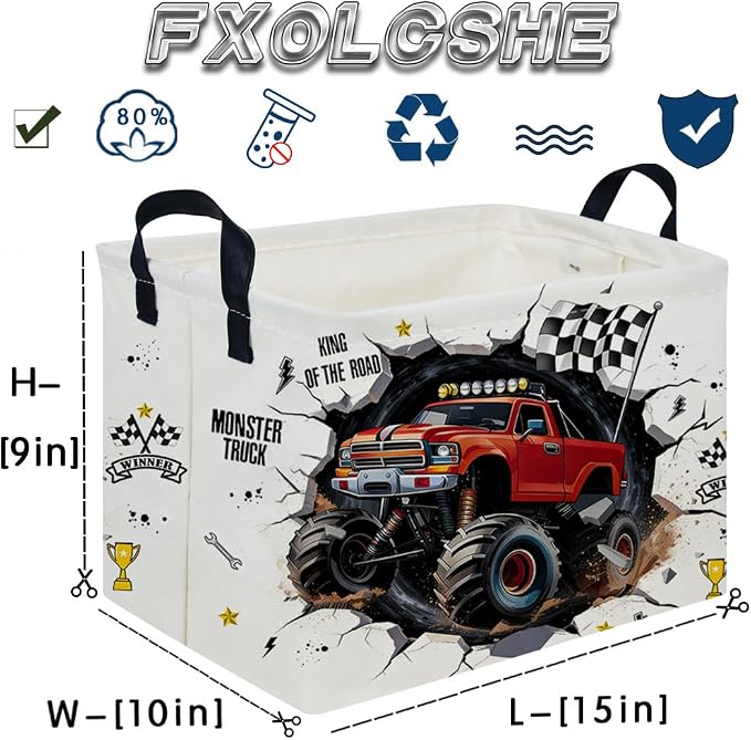Rectangular Monster Truck Basket, Racing Car Storage Baskets, Cute Basket - Image 8