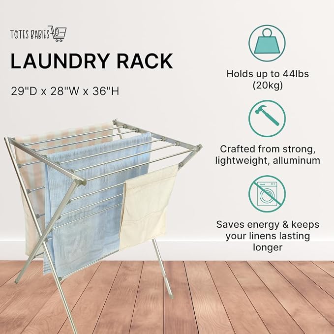 TOTES BABIES Premium Aluminum Foldable Laundry Rack - Image 2