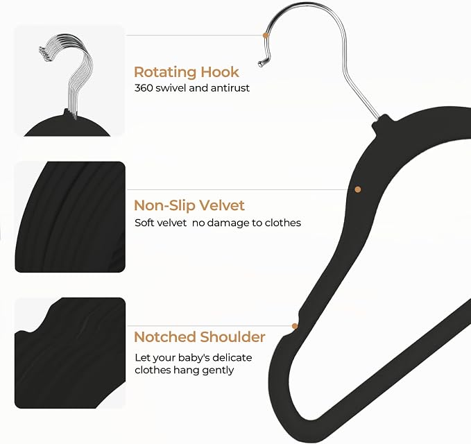 GoodtoU Kids Hangers Velvet 50 Pack 14" - Image 3