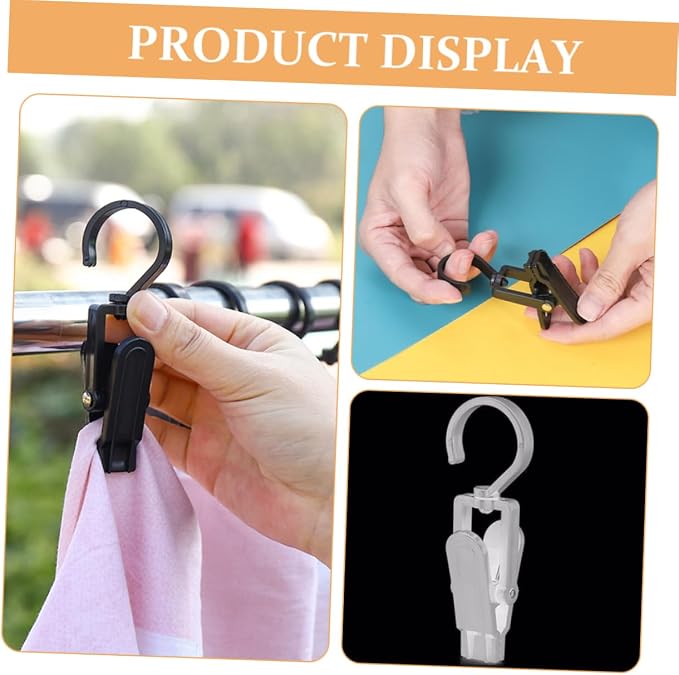 Luxshiny 20pcs Swivel Laundry Hook Clips Drip Rack Waterproof Clothes Hanger - Image 2