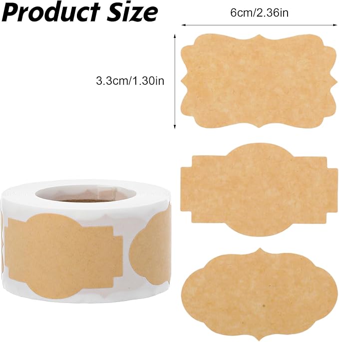 500PCS 1.3" X 2.36" Natural Kraftpaper Label Stickers, Self Adhesive Blank - Image 3