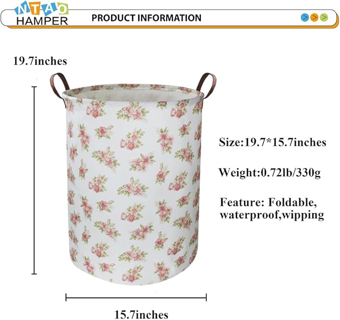 Pink Flower Laundry Hamper, laundry Basket, Nursery Hamper, Waterproof Storage - Image 6