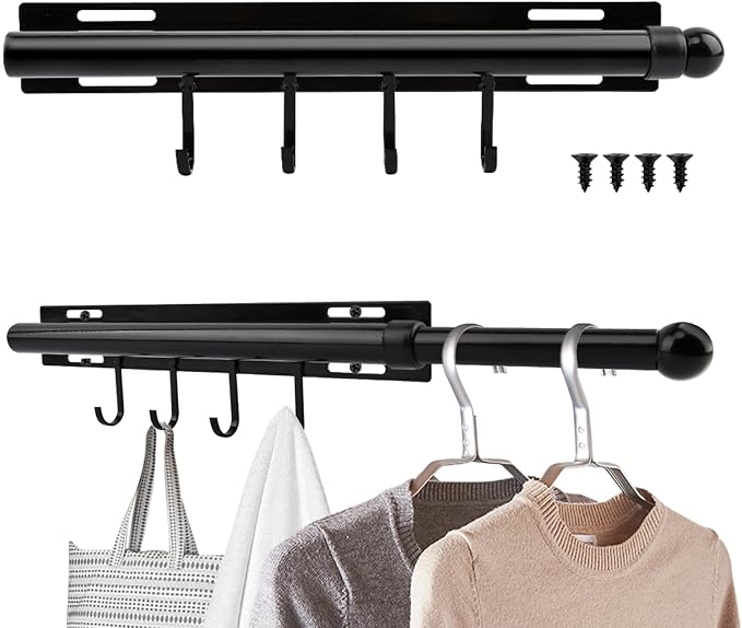 12 Inch Valet Rod for Closet Pull Out, Retractable Slide Out Clothes Hanger - Image 8