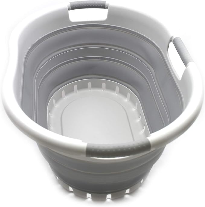 SAMMART 36L Collapsible Plastic 3 Handled Laundry Basket-Foldable Laundry - Image 2