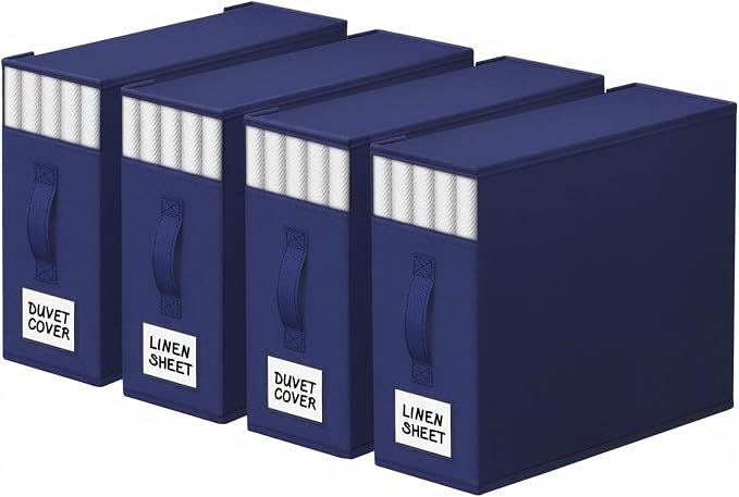 4 Pack Bed Sheet Closet Organizers and Storage, Sturdy Foldable Storage by StorageTastic