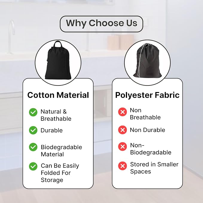 LFH Home Large Premium Cotton Canvas Laundry Bag - Image 9