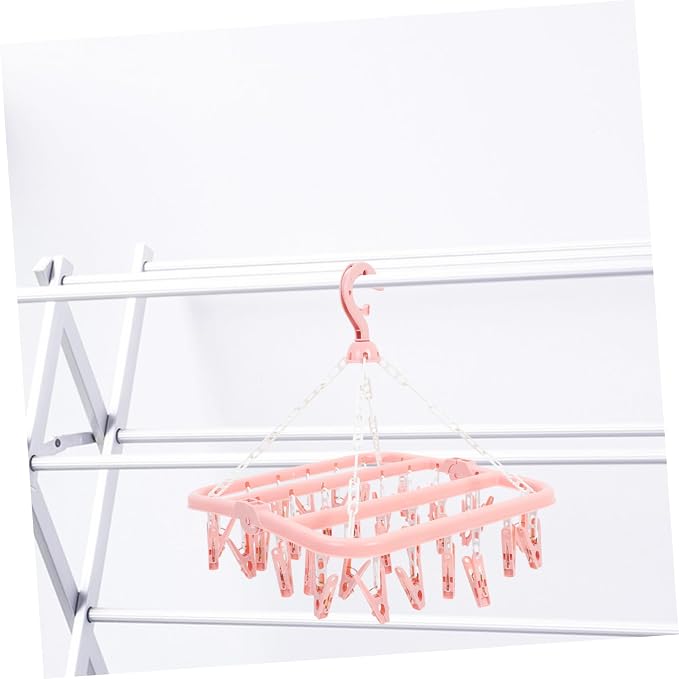 PRETYZOOM 2pcs Foldable Laundry Drying Rack Clips Hangers Clips - Image 6
