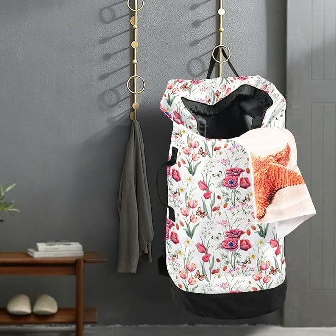 VIGTRO Laundry Bag Backpack Hamper Basket Large Heavy Duty Watercolor Pink - Image 6