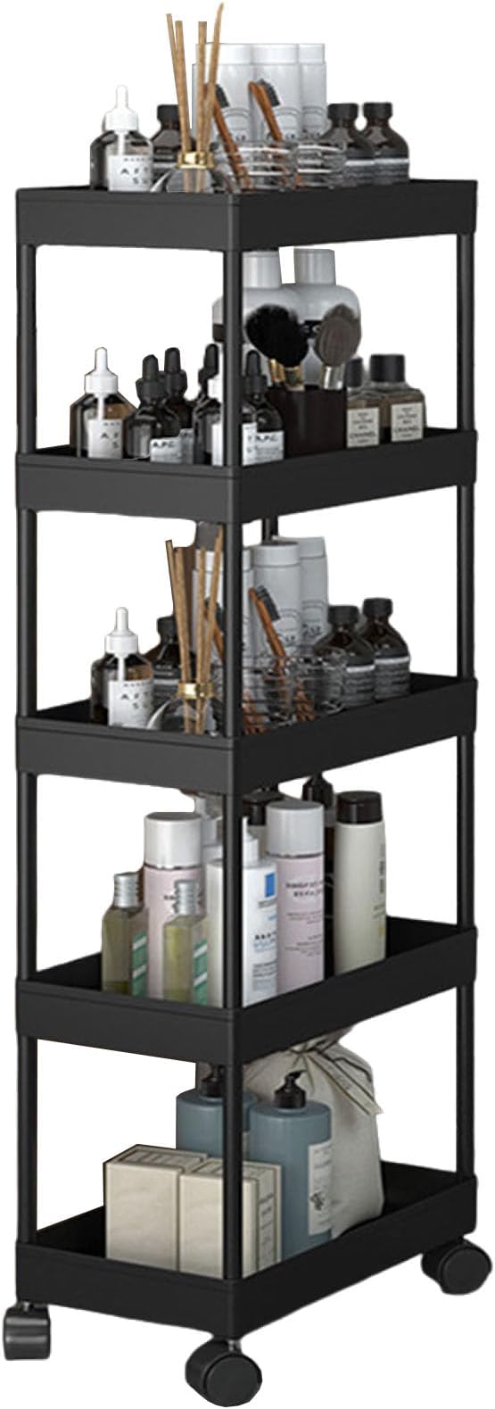 Slim Storage Cart, Bathroom Organizer Kitchen Organization Mobile Shelving Unit by Unknown