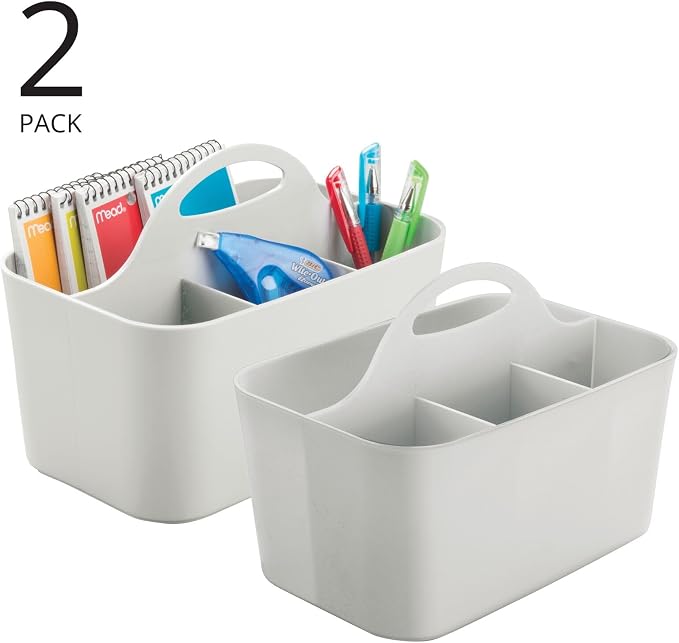 mDesign Plastic Small Office Storage Organizer Utility Tote Caddy - Image 2
