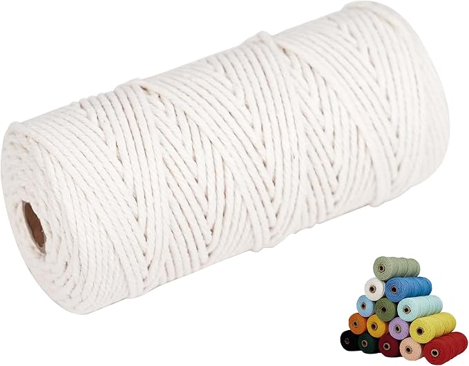 Macrame Cord, 3mm x 109Yards, Cotton Cord, Natural Cotton Macrame Rope by Unknown
