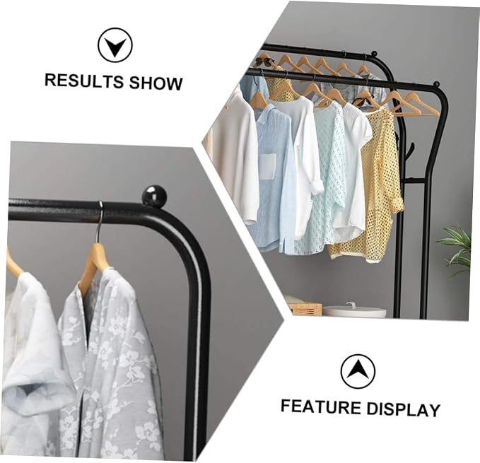 Double Pole Clothes Rack Heavy Duty Metal Garment Stand - Image 3