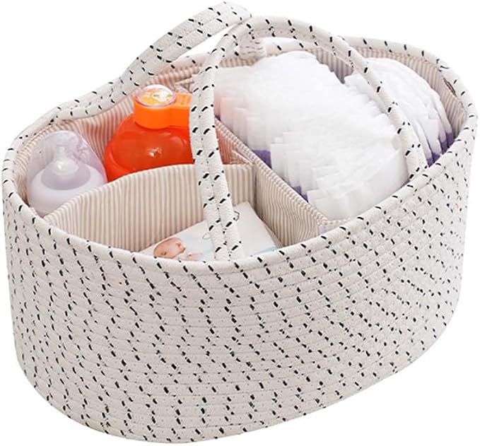 Portable Nursery Basket Woven Diaper Caddy by Kamuavni
