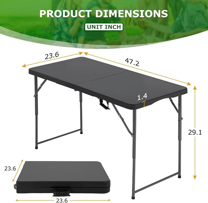 HKLGorg Folding Table, Heavy Duty Plastic Folding Utility Table Indoor Outdoor - Image 3