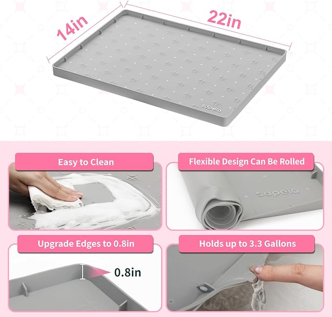 Sdpeia Under Sink Mat 22"×14" Waterproof Silicone Cabinet Liner & Sink Protector - Image 4