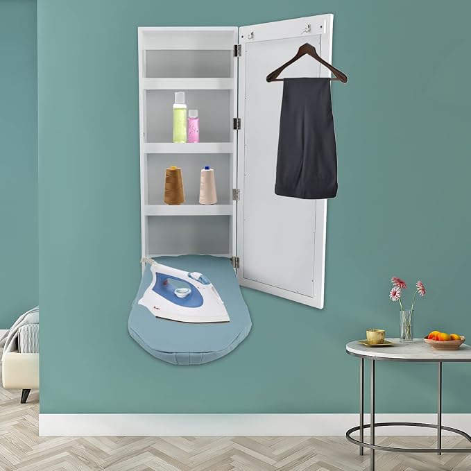 Wall-Mount Ironing Board Cabinet Built-in Swivel Ironing Board Foldable - Image 2