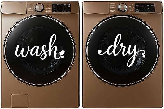 Laundry Room Decor Wash Dry Vinyl Decals, Laundry Room Labels Stickers by Handmade