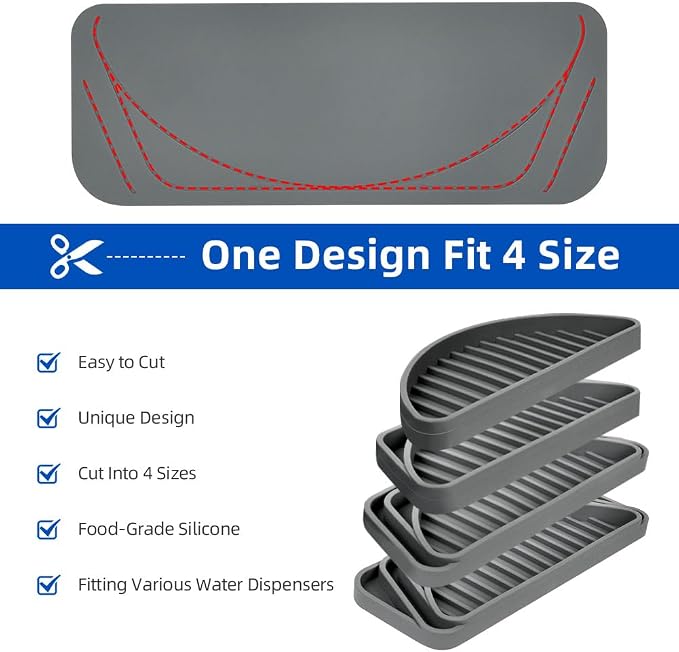 Silicone Refrigerator Drip Tray 2 Pack, Cuttable Water Dispenser Drip Collector - Image 3