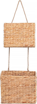 YAHUAN Woven Water Hyacinth Hanging Basket 2-Tiered Rectangular Storage Baskets by YAHUAN